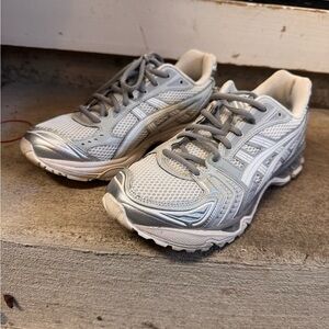 Silver and White Aritzia x ASICS Sneakers